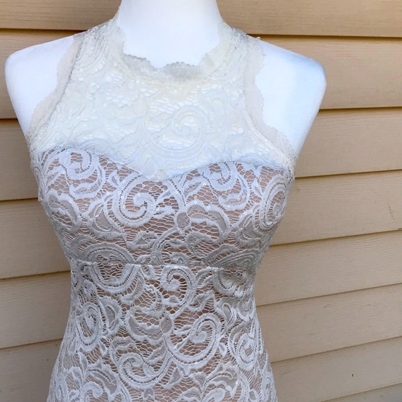 White lace formal cocktail dress size 5 - Picture 3 of 11